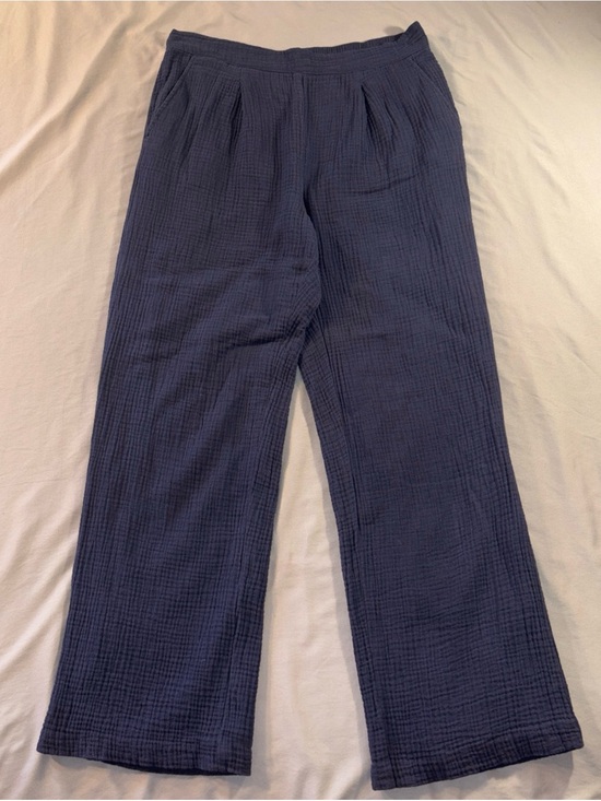 J. McLaughlin Pants - J. McLaughlin Cotton Gauze Pants M Navy Blue Pleated Lined Straight Leg Coastal